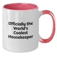 Load image into Gallery viewer, Gifts from Men for World's Coolest Housekeeper Dad Two Tone Coffee Mug, Funny Quote - Additional