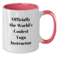 Load image into Gallery viewer, Funny Yoga Instructor Gifts from Friends for Valentine's Two Tone Coffee Mugs, Officially The World's Coolest Yoga Instructor Quote - Additional