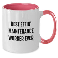 Load image into Gallery viewer, Funny Maintenance Worker Gifts from Friends, Best Effin' Maintenance Worker Ever Two Tone Coffee Mug, Birthday Unique Gifts for Maintenance Worker - Additional