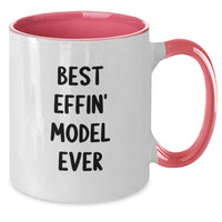 Load image into Gallery viewer, Funny Model Gifts from Mom Dad Friends - Best Effin' Model Ever Two Tone Coffee Mug for Him Her - Additional