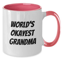 Load image into Gallery viewer, Funny Grandma Gifts from Men or Women to Grandma - Two Tone Coffee Mug - 'World's Okayest Grandma' Quote for Christmas Unique Gifts - Additional
