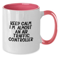Load image into Gallery viewer, Funny Air Traffic Controller Gifts, Keep Calm I'm (almost) An Air Traffic Controller Two Tone Coffee Mug, Unique Graduation Gifts for Air Traffic Controller Friends and Family - Additional