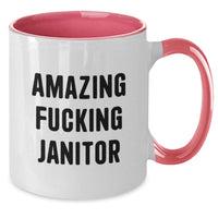 Load image into Gallery viewer, Funny Janitor Gifts for Men, Women, Family, Friends - 'Amazing F--king Janitor' Two Tone Coffee Mug, Graduation Unique Gifts from Men, Women, Coworkers - Additional