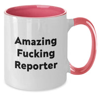 Load image into Gallery viewer, Funny Reporter Gifts from Friends for Men, Two Tone Coffee Mug with Amazing F--king Reporter, Unique Graduation Unique Gifts - Additional
