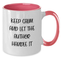 Load image into Gallery viewer, Funny Author Gifts from Friends and Family, Keep Calm and Let the Author Handle It Two Tone Coffee Mugs for Graduation - Additional