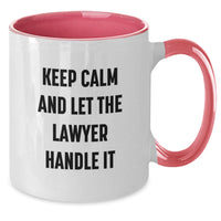 Load image into Gallery viewer, Funny Lawyer Gifts from Friends for Graduation Unique Two Tone Coffee Mugs - Keep Calm And Let The Lawyer Handle It - Additional