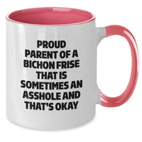 Load image into Gallery viewer, Bichon Frise Dog Mom Funny Quotes Two Tone Coffee Mugs Gifts from Mom to Proud Bichon Frise Dog Owner for Graduation - Black and White, Red and White, Navy and White, Pink and White Options - Additional
