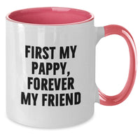 Load image into Gallery viewer, Funny Pappy Gifts from Friends and Family, Two Tone Coffee Mug, 'First My Pappy, Forever My Friend' Quote, Graduation Unique Gifts for Men - Additional