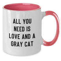 Load image into Gallery viewer, Gray Cat Gifts from Friends, Funny Two Tone Coffee Mugs for Graduation Unique Gifts, All You Need Is Love And A Gray Cat - Additional