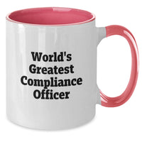 Load image into Gallery viewer, World&#39;s Greatest Compliance Officer Funny Gift for Men or Women Graduation Unique Two Tone Coffee Mug - Additional

