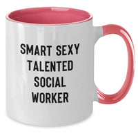 Load image into Gallery viewer, Funny Social Worker Gifts from Friends, Unique Two Tone Coffee Mugs for Social Worker, Smart Sexy Talented Quote, Christmas Unique Gifts for Men - Additional