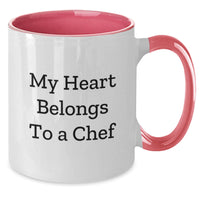 Load image into Gallery viewer, Funny Quotes for Chefs - Gifts from Friends and Family for Christmas - Two Tone Coffee Mug - My Heart Belongs To A Chef - Additional