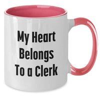 Load image into Gallery viewer, Funny Clerk Love Two Tone Coffee Mugs Gifts from Friends for Clerk Men Women Christmas Unique Presents - Additional