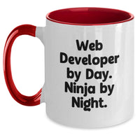 Load image into Gallery viewer, Funny Web Developer Gifts from Friends, Unique Two Tone Coffee Mugs for Web Developer By Day. Ninja By Night., Christmas Unique Gifts - Main