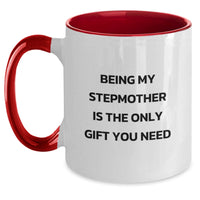 Load image into Gallery viewer, Funny Stepmother Gifts from Men to Stepmother, Birthday Unique Stepmother Two Tone Coffee Mugs with Being My Stepmother Is The Only Gift You Need Quote - Main