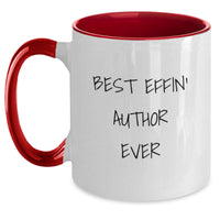 Load image into Gallery viewer, Funny Author Gifts from Friends to Family this Christmas Unique Two Tone Coffee Mug with &#39;Best Effin&#39; Author Ever&#39; Quote - Main
