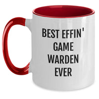 Load image into Gallery viewer, Funny Game Warden Gifts from Mom - Best Effin' Game Warden Ever Two Tone Coffee Mug for Game Warden on Mother's Day - Main