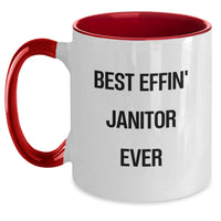Load image into Gallery viewer, Funny Janitor Gifts from Men, Women, Friends, and Coworkers for Janitor, Valentine's Unique Gifts, Best Effin' Janitor Ever Two Tone Coffee Mugs - Main