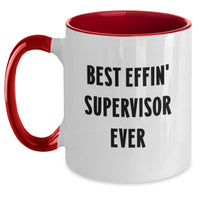 Load image into Gallery viewer, Funny Supervisor Gifts from Friends and Family - Best Effin' Supervisor Ever Two Tone Coffee Mug for Supervisor on Mother's Day - Main