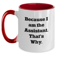 Load image into Gallery viewer, Funny Graduation Gifts from Family for Assistant - 'Because I Am The Assistant. That's Why.' Two Tone Coffee Mug - Main
