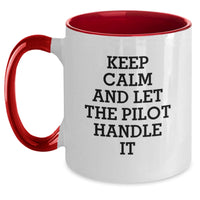 Load image into Gallery viewer, Funny Pilot Gifts for Men from Valentine's Unique Gifts Ideas, 'Keep Calm And Let The Pilot Handle It' Two Tone Coffee Mug - Main
