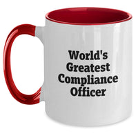 Load image into Gallery viewer, World&#39;s Greatest Compliance Officer Funny Gift for Men or Women Graduation Unique Two Tone Coffee Mug - Main
