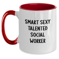 Load image into Gallery viewer, Gifts from Friends for Social Worker - Smart Sexy Talented Two Tone Coffee Mugs, Christmas Unique Ideas - Main