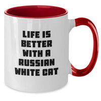 Load image into Gallery viewer, Funny Russian White Cat Gifts for Russian White Cat Lovers - Two Tone Coffee Mug - Life Is Better With Russian White Cats Birthday Unique Gifts - Additional