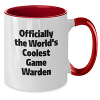 Load image into Gallery viewer, Funny Game Warden Gifts from Friends for Game Wardens - Two Tone Coffee Mug - Officially The World's Coolest Game Warden Birthday Unique Gifts - Additional