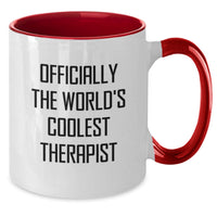 Load image into Gallery viewer, Gifts for the World's Coolest Therapist Funny Quote Two Tone Coffee Mug, Black and White, Red and White, Navy and White, Pink and White Options - Additional