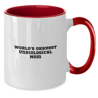Load image into Gallery viewer, Funny Unbiological Mom Gifts from Men, Women, Friends, Coworkers, Family - World&#39;s Okayest Unbiological Mom Two Tone Coffee Mug for Women, Christmas Unique Gifts - Additional
