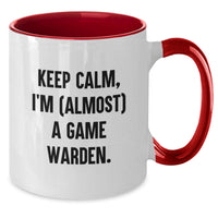 Load image into Gallery viewer, Funny Game Warden Gifts for Him, Unique Graduation Unique Gifts from Friends, Two Tone Coffee Mug, 'Keep Calm I'm almost a Game Warden', Gift for Game Warden, Funny Coffee Mug - Additional