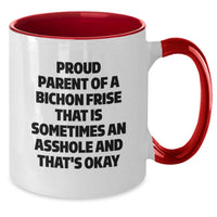 Load image into Gallery viewer, Bichon Frise Dog Mom Funny Quotes Two Tone Coffee Mugs Gifts from Mom to Proud Bichon Frise Dog Owner for Graduation - Black and White, Red and White, Navy and White, Pink and White Options - Additional
