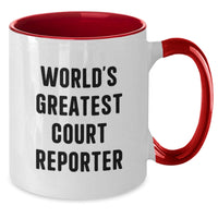 Load image into Gallery viewer, Funny Court Reporter Gifts, &#39;World&#39;s Greatest&#39; Two Tone Coffee Mugs for Court Reporters, Graduation Unique Gifts from Friends - Additional
