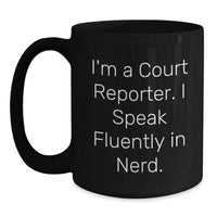 Load image into Gallery viewer, Court Reporter Christmas Unique Gifts from Friends to Court Reporters, Funny Court Reporter Black Coffee Mug for Men and Women - Main