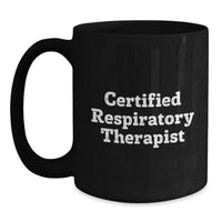 Load image into Gallery viewer, Funny Gifts for Respiratory Therapist, Black Coffee Mug, 'Respire and Grind', Certified Respiratory Therapist Christmas Unique Gifts from Friends - Main