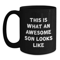 Load image into Gallery viewer, Gifts for Son Funny Quote Black Coffee Mugs, This Is What An Awesome Son Looks Like Birthday Unique Gifts from Mom, Dad, or Friends - Main