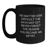 Load image into Gallery viewer, Inspirational Artist Gifts from Friends and Family, Funny Christmas Unique Mugs for Artist Men and Women, Black Coffee Mug, Never Forget The Reason You Became An Artist - Main
