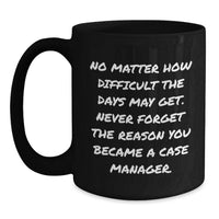 Load image into Gallery viewer, Funny Inspirational Case Manager Gifts from Men to Friends and Family on Valentine's Unique Black Coffee Mug - Never Forget The Reason You Became A Case Manager - Main