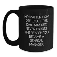 Load image into Gallery viewer, General Manager Funny Quote Black Coffee Mugs, Gifts from Men to General Manager for Valentine's Unique Gifts, 11oz or 15oz Black Ceramic Mugs - Main