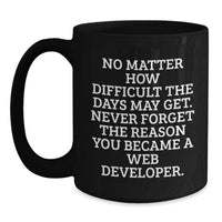 Load image into Gallery viewer, Gifts from Men to Web Developer Friends, Black Coffee Mug for Mother's Day Inspirational Quote, Never Forget The Reason You Became A Web Developer - Funny Web Developer Gifts - Main