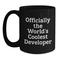 Load image into Gallery viewer, Unique Developer Gifts, Funny 'Officially The World's Coolest Developer' Black Coffee Mug, Perfect for Mother's Day - Main
