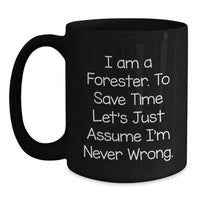 Load image into Gallery viewer, Funny Forester Gifts for Men from Dad, Black Coffee Mugs with I'm Never Wrong Quote, Father's Day Unique - Main