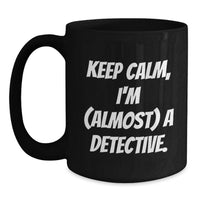 Load image into Gallery viewer, Birthday Gift Detective Black Coffee Mug Present for Her - Main