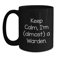 Load image into Gallery viewer, Warden Keepsake Black Coffee Mug 11oz for Him Birthday Gift Ceramic - Main