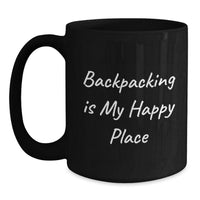 Load image into Gallery viewer, Backpacking Adventures Begin, Funny Gifts from Friends to Backpacking Men, Black Coffee Mug - Main
