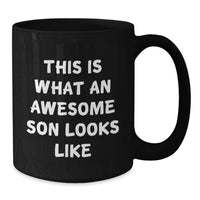 Load image into Gallery viewer, Gifts for Son Funny Quote Black Coffee Mugs, This Is What An Awesome Son Looks Like Birthday Unique Gifts from Mom, Dad, or Friends - Additional