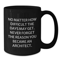 Load image into Gallery viewer, Funny Inspirational Architect Birthday Unique Gift Black Coffee Mug - Never Forget The Reason You Became An Architect - Gifts for Architect Men from Family - Additional