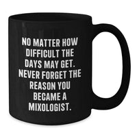 Load image into Gallery viewer, Funny Mixologist Gifts from Friends, Unique Black Coffee Mugs for Christmas, Quote: &#39;Never Forget The Reason You Became A Mixologist.&#39; - Additional
