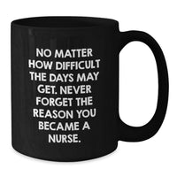 Load image into Gallery viewer, Funny Nurse Gifts for Graduation, Gifts from Family to Nurse, Inspirational Black Coffee Mug, Funny Quote: 'Never Forget The Reason You Became A Nurse.' - Additional